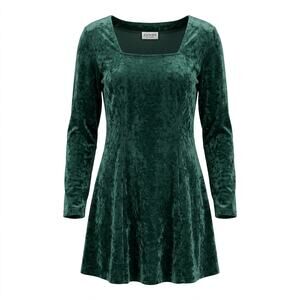 Vintage Zanoni by Jalate 6207V4 Green A-Line Velvet Mini Dress Women Size M